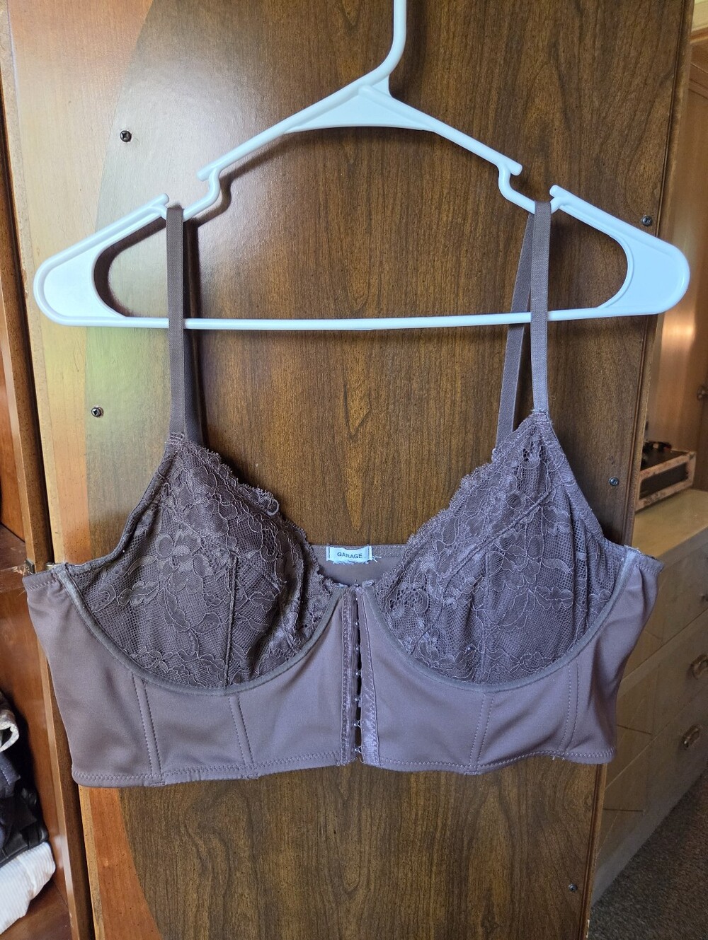 Garage Brown Lace Corset with Front Hook